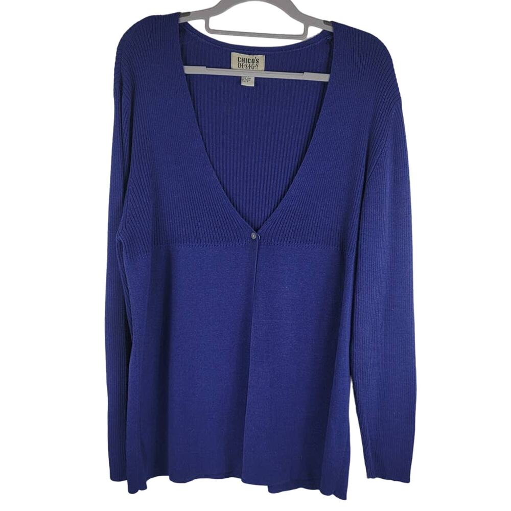 Chico's Design Gorgeous Blue Women's Sweater Cardigan Size 3 - L NWT
